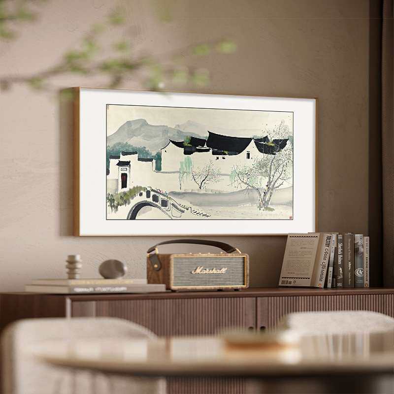 吴冠中装饰画新中式客厅沙发背景墙山水画大尺寸茶室挂画日式禅意