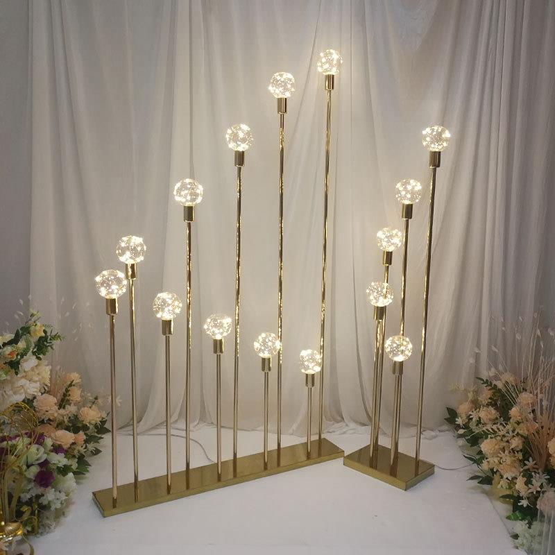 新款婚庆道具金色芦苇龙珠灯泡路引婚礼尖灯泡路引T台路引装饰