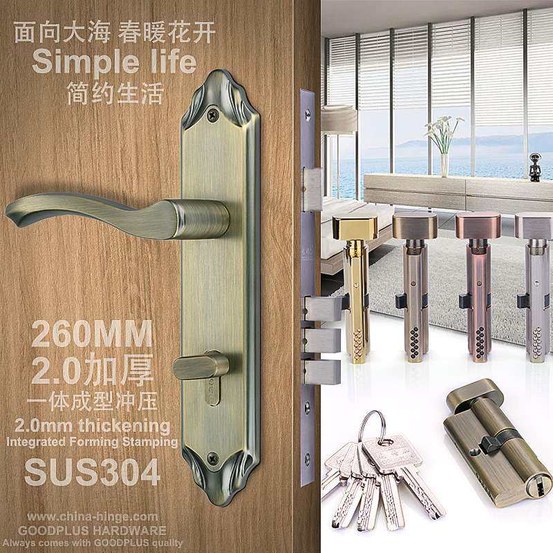GOODPLUS固得加SUS304不锈钢执手锁，260MM长85系列房门锁青古铜,基础建材,机械门锁,淘宝优惠券,粉丝福利购,淘宝优惠卷