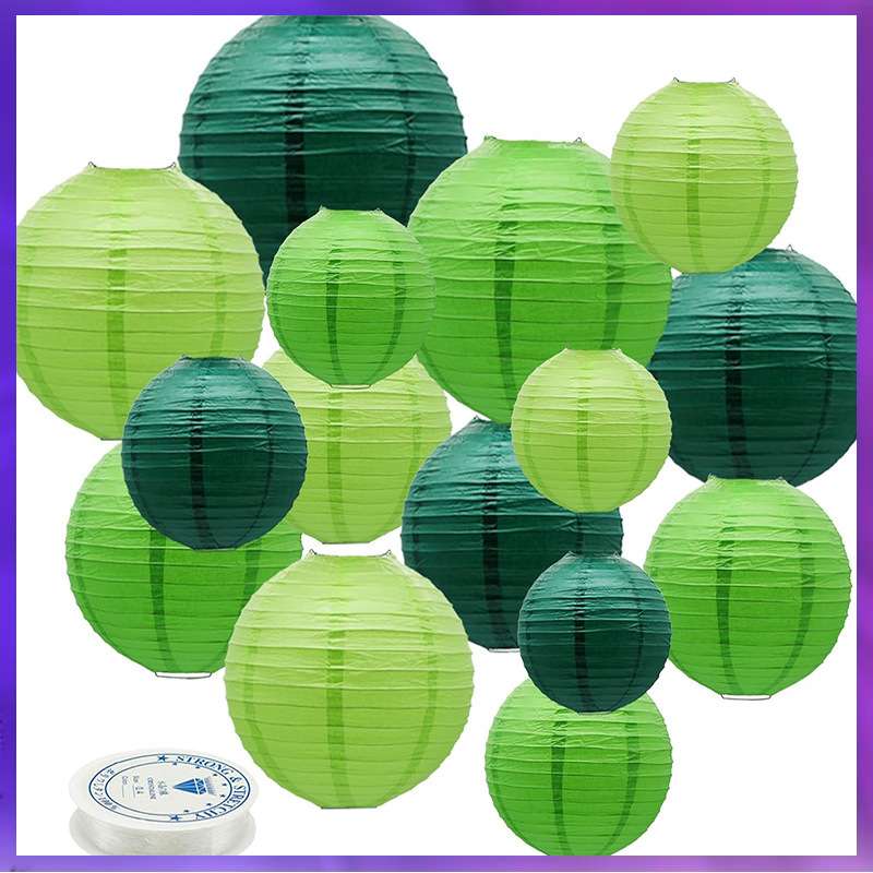 ?亚马逊15pcs彩色纸灯笼套装商场家具布置装饰圆形折叠纸灯笼挂