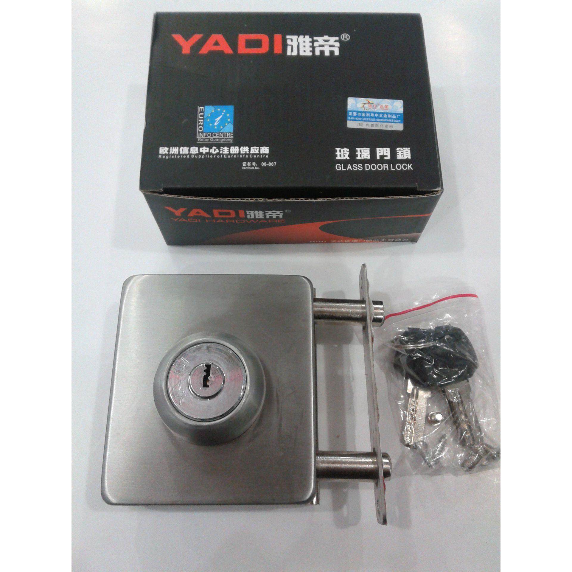 0雅帝方形玻璃门锁 单开门锁 插销锁 不打孔开孔玻璃门锁