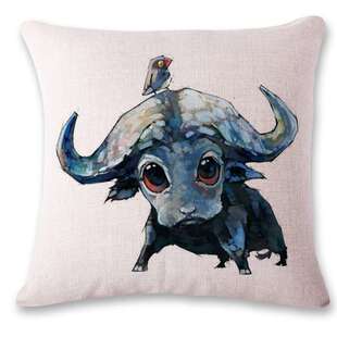 欧美可爱卡通抱枕环保棉亚麻十二生肖动物沙发靠垫靠枕套跨境家访