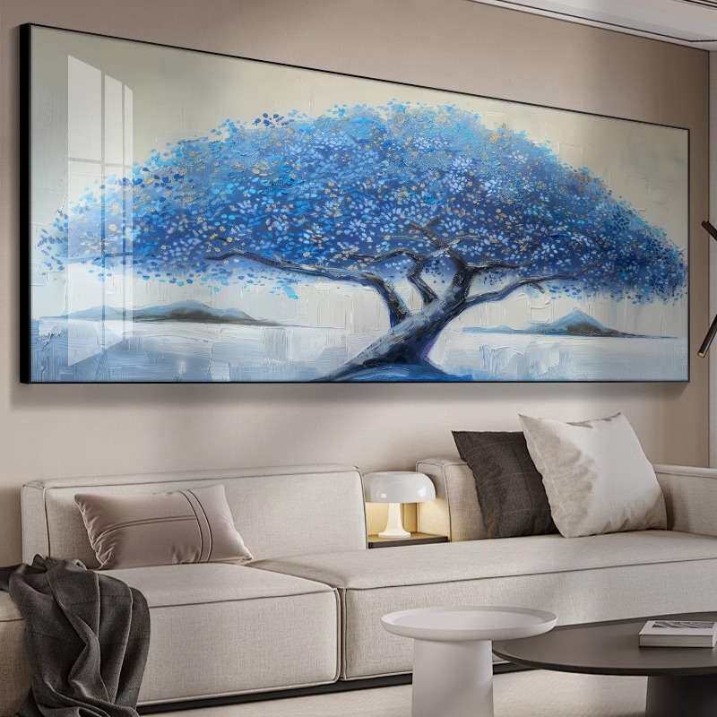 大芬村油画轻奢客厅装饰画现代简约沙发背景墙挂画发财树横幅壁画