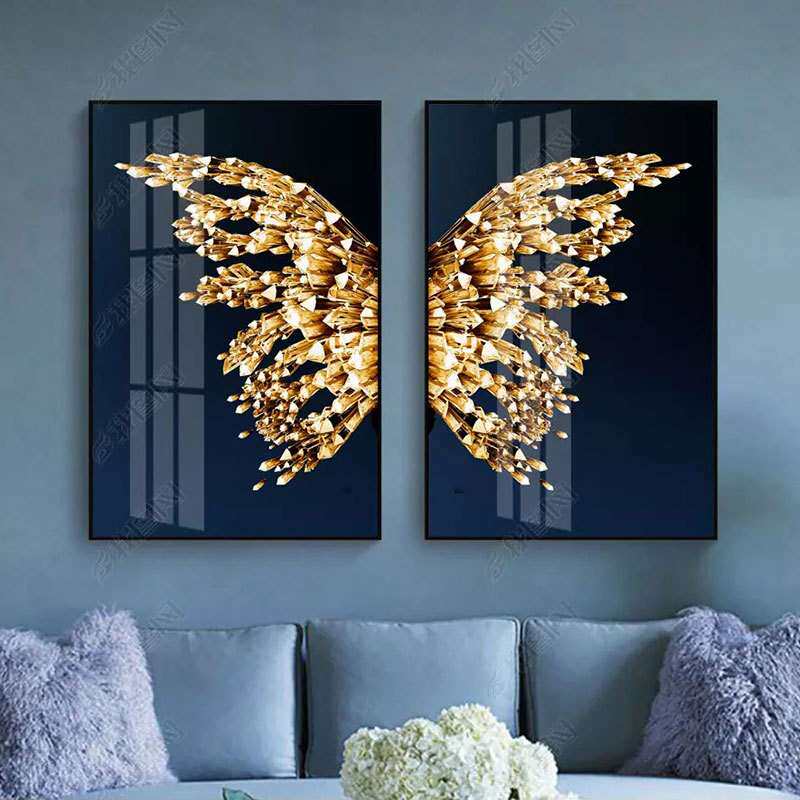 客厅装饰画现代简约轻奢大气沙发背景墙后面挂画卧室餐厅蝴蝶壁画