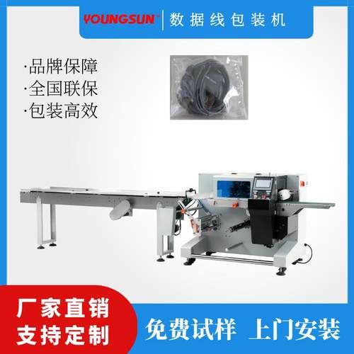 全自动电源线包装机 数据线充电线枕式包装机 装袋排插包装机