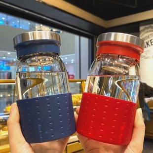 商务玻璃杯杯士耐热男女家用高档子带过滤办公室便携水杯简约茶杯