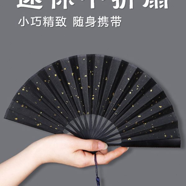 迷你儿童扇子古风6寸折扇袖珍宣纸绢布文玩带流苏玉竹折叠4寸定制
