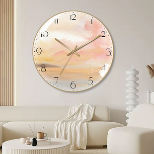 轻奢简约现家用玻璃挂表大气创意装 钟表挂钟客厅2023新款 饰时钟