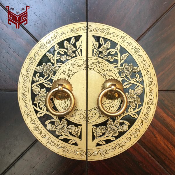 中式仿古橱柜拉手明清家具铜配件纯铜圆形书柜衣柜门窗柜门铜拉手