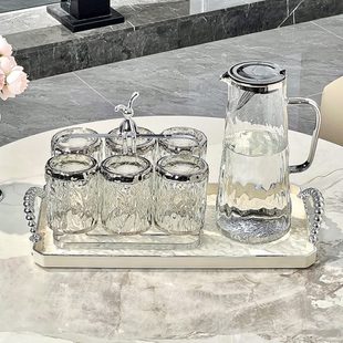 泡茶杯水杯杯子轻奢感具待客客厅家庭高级杯 耐高温玻璃杯家用套装
