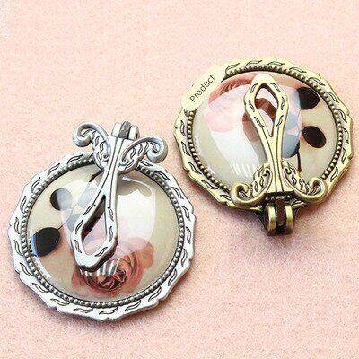 进口韩国公主镜覆古欧式美容化妆镜便携随身折叠手柄金属小镜子