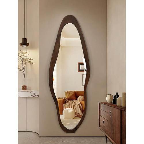 伯仑 覆古实木全身镜家用文艺中古风穿衣镜落地玄关挂墙装饰镜子