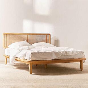 藤艺经济型东南亚藤床北欧卧室设计师现代家具实木双人床藤编床