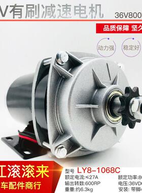 羚鹰电动车永磁减速电机改装有刷电机36V800W减速电机齿轮款
