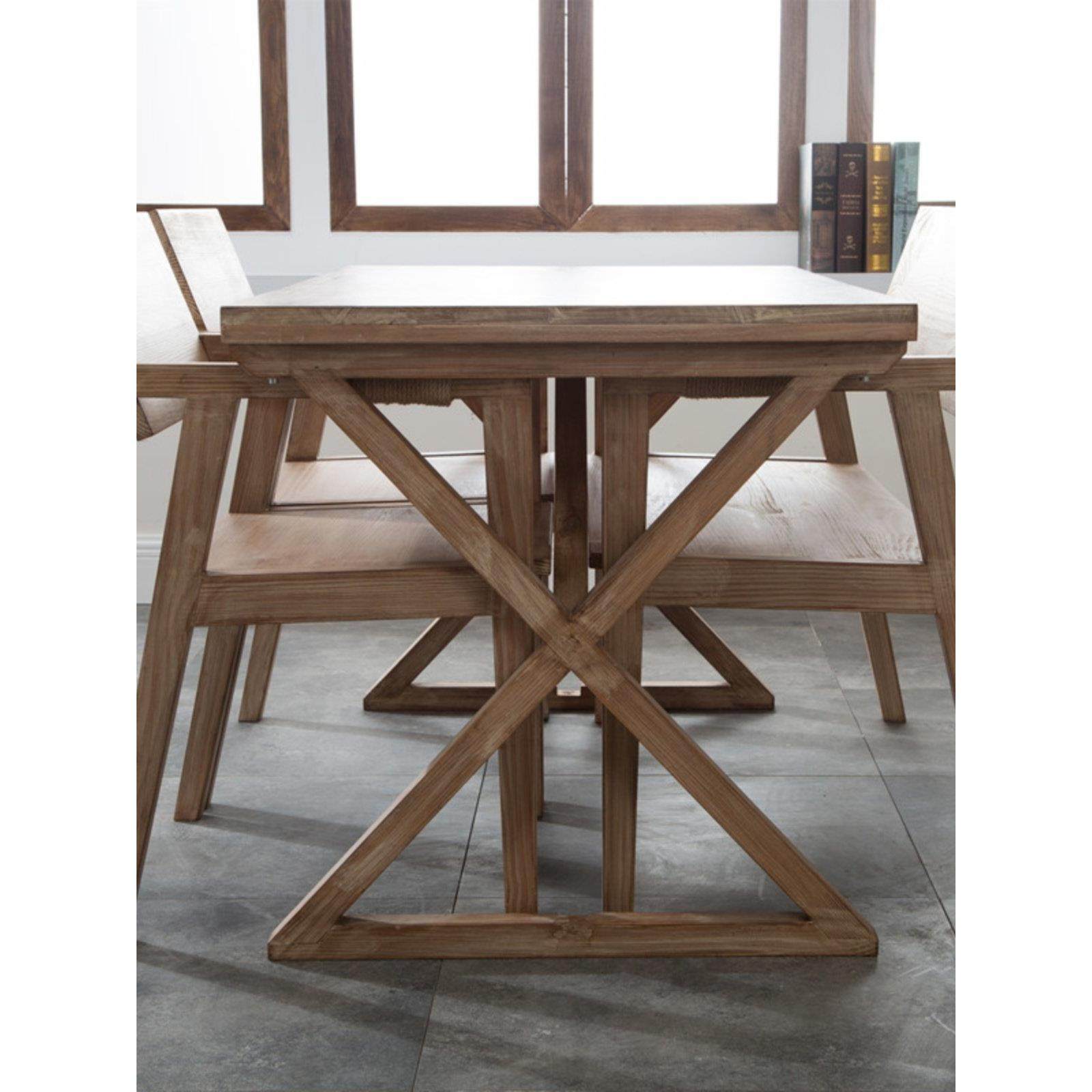 梵辰现代简约实木餐桌椅组合长方形做旧民宿家用饭店餐厅成套桌椅