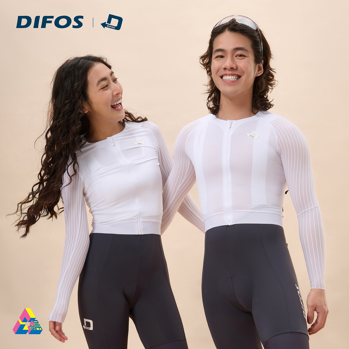 DIFOS春夏秋专业骑行服男速干透气长袖女山地公路自行车白色上衣