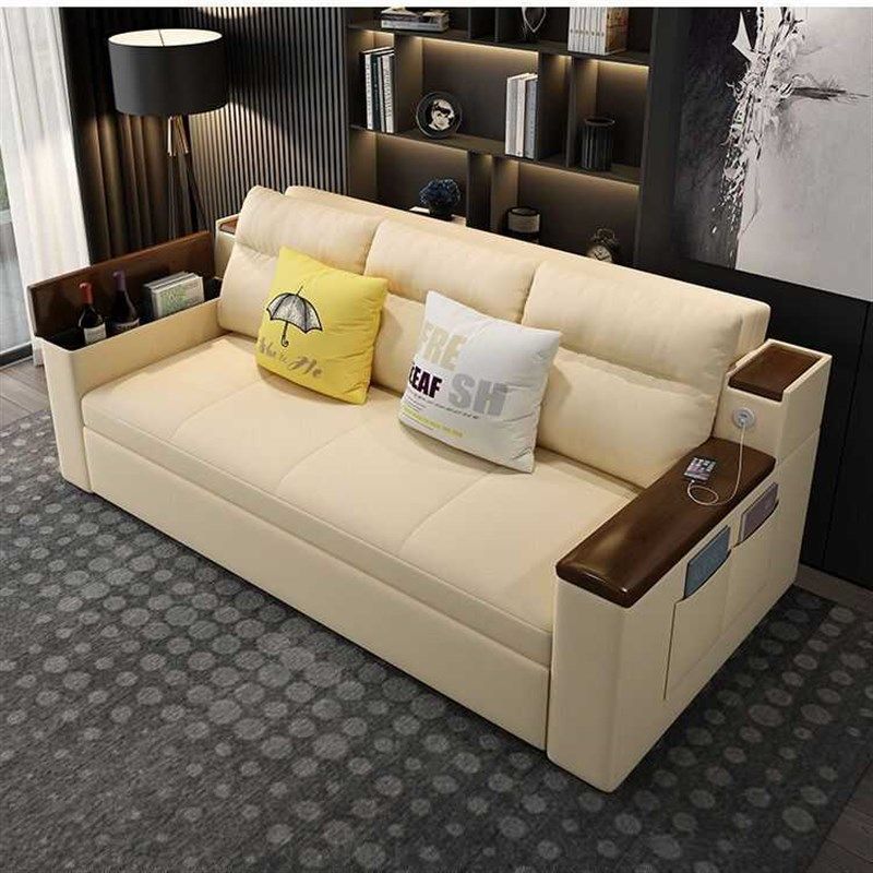 科技布可折叠实木沙发床两用储物客厅小户型双人多功能推拉可收纳,住宅家具,沙发床,淘宝优惠券,粉丝福利购,淘宝优惠卷