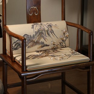 中式椅垫实木茶台茶椅坐垫红木沙发太师椅主人椅圈椅W靠背垫腰靠