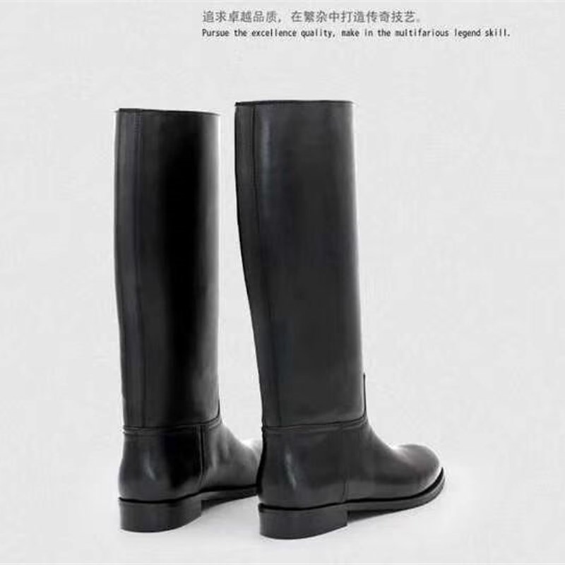 新款秋冬长筒靴仪仗队靴子升旗手高筒靴男女靴长筒靴保暖防水马靴