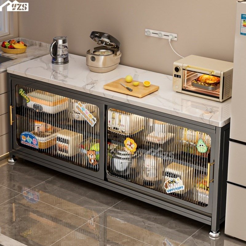 厨房置物架落地多层岩板餐边收纳柜多功能切菜工作台靠墙储物整体,收纳整理,收纳柜,淘宝优惠券,粉丝福利购,淘宝优惠卷