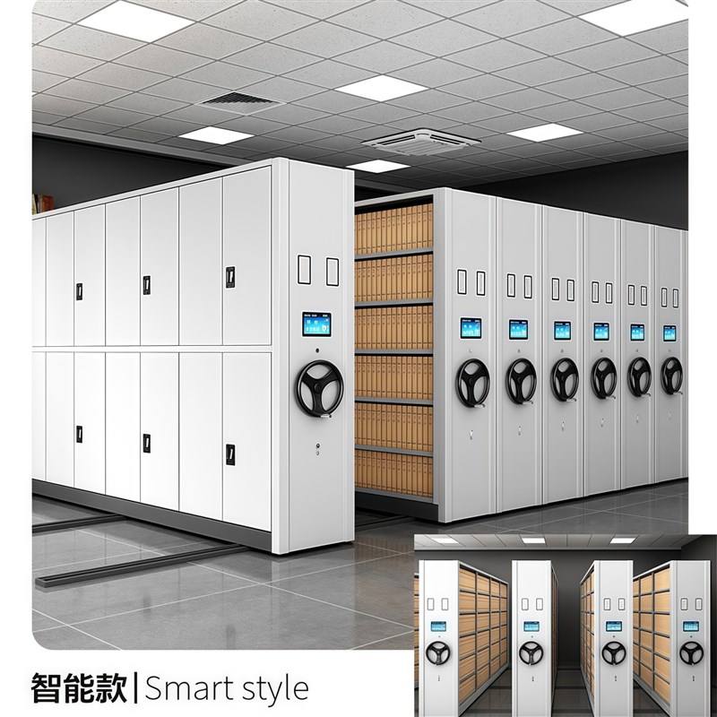 密集柜档案室电动智能密集架手摇式移动凭证柜钢制可移动密集柜