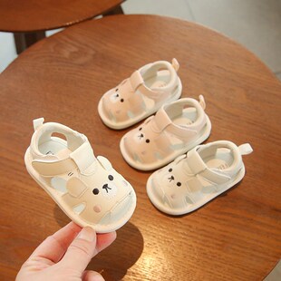 夏季新款一岁女宝宝叫叫凉鞋包头婴幼儿学步鞋一阶段软底婴儿鞋子