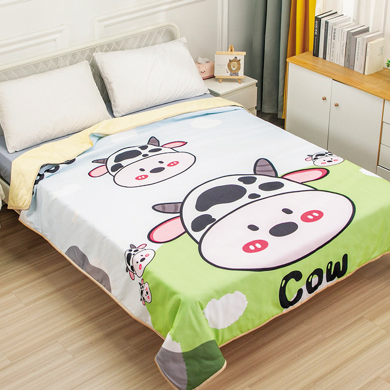 卡通可爱牛牛空调被夏天单人可水洗机洗小毯子薄被子春秋款儿童盖,床上用品,化纤被,淘宝优惠券,粉丝福利购,淘宝优惠卷