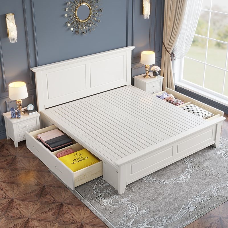 白色实木床美式1.5米现代简约1米8床双人床1米5卧室床2米主卧大床