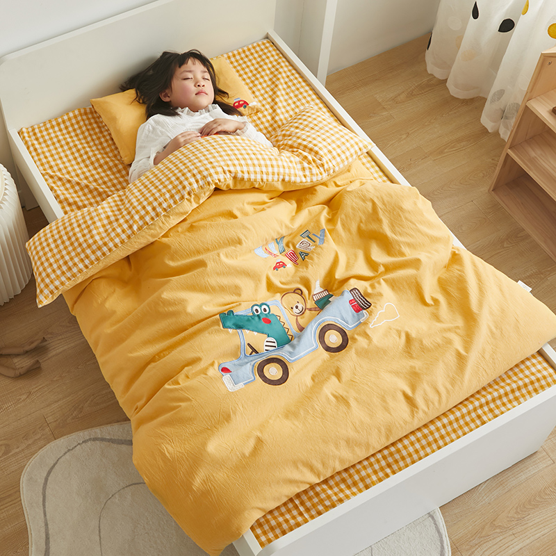 纯棉水洗棉儿童被套单人被罩150x200幼儿园被单卡通单件120x150cm