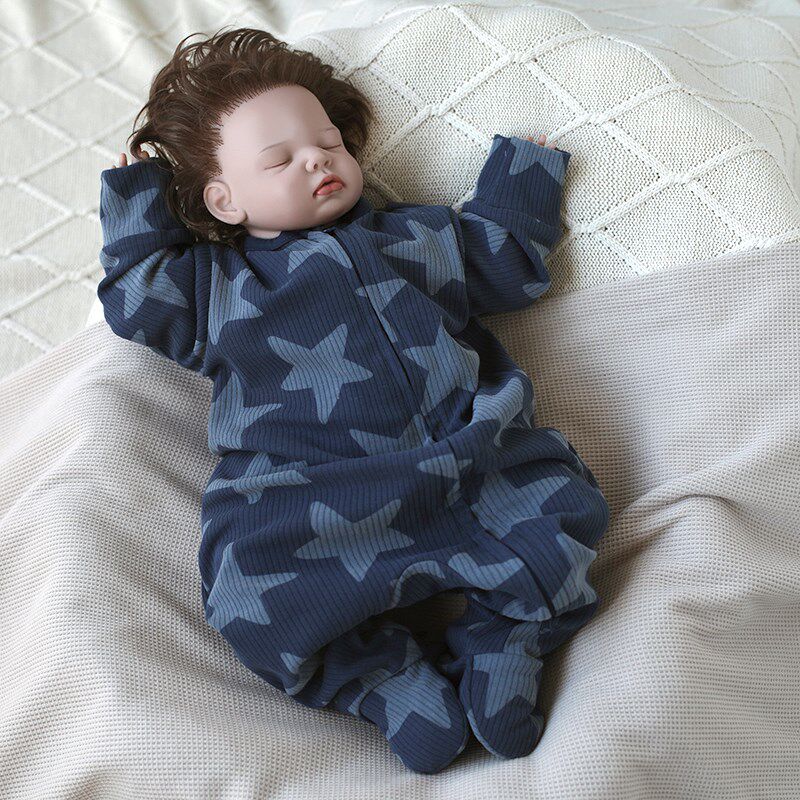 婴姿新生婴儿连体衣春秋款纯棉拉链侧开百天宝宝包手包脚外出爬服