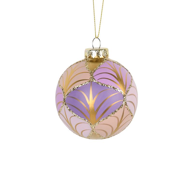 圣诞节装饰8CM金紫色彩绘玻璃球挂饰圣诞树装饰球吊球场景布置6个