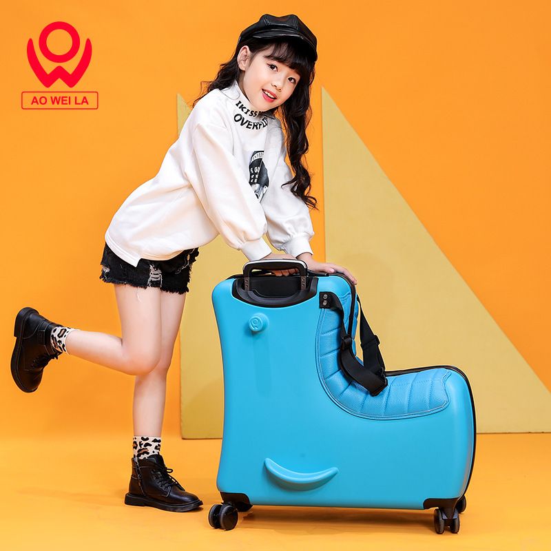 网红儿童行李箱拉杆箱可坐骑行箱20寸男女旅行箱宝宝密码万向轮24