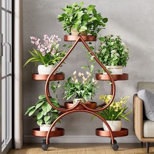 可移动心型客厅轻奢高级感放绿萝 花架子置物架阳台铁艺花架落地式