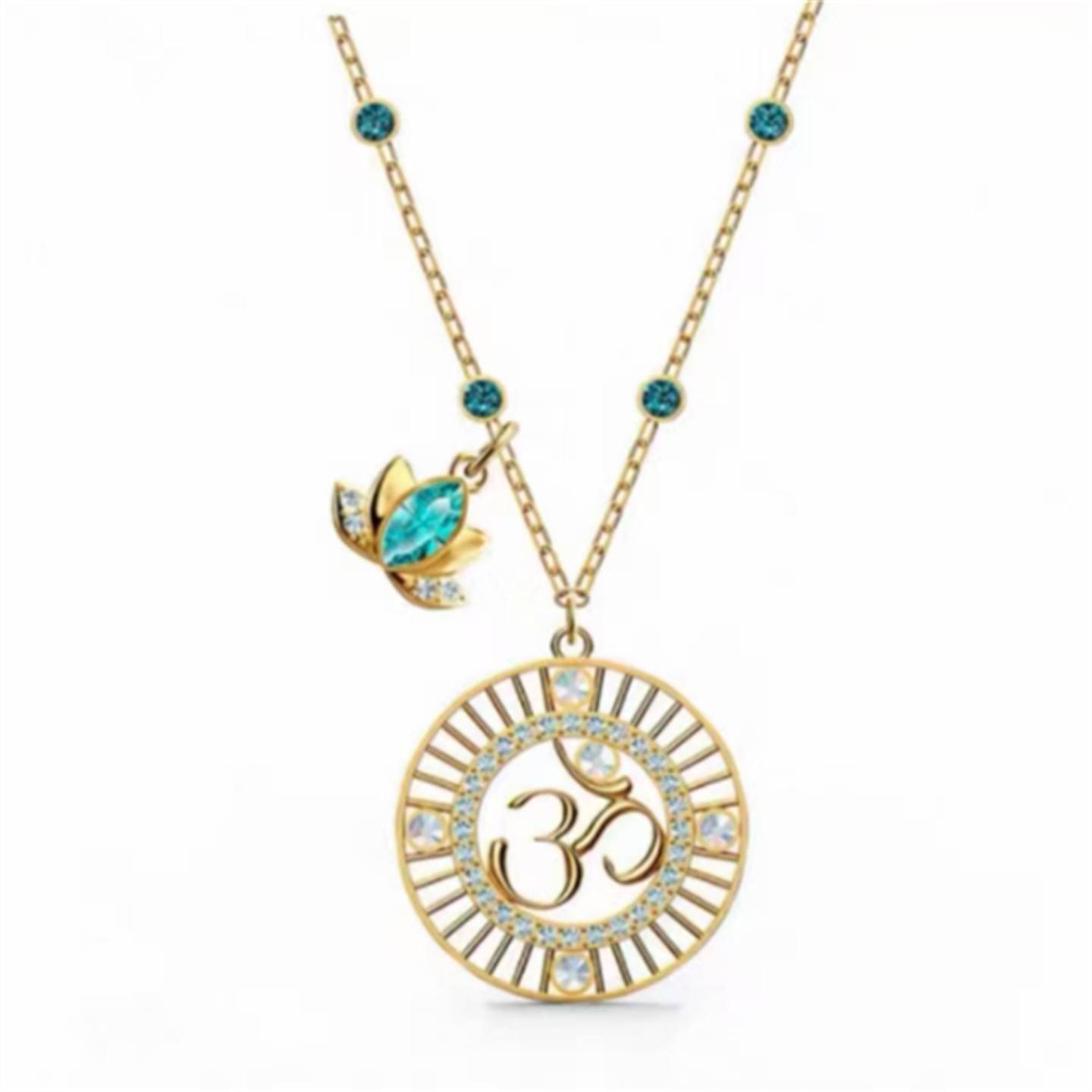 新款莲花项链女 芭蕉扇海浪手镯手链双层多戴 耳环礼物送女生首饰