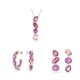 彩色水晶镶钻项链耳环套装 多件套粉色紫色 女士时尚