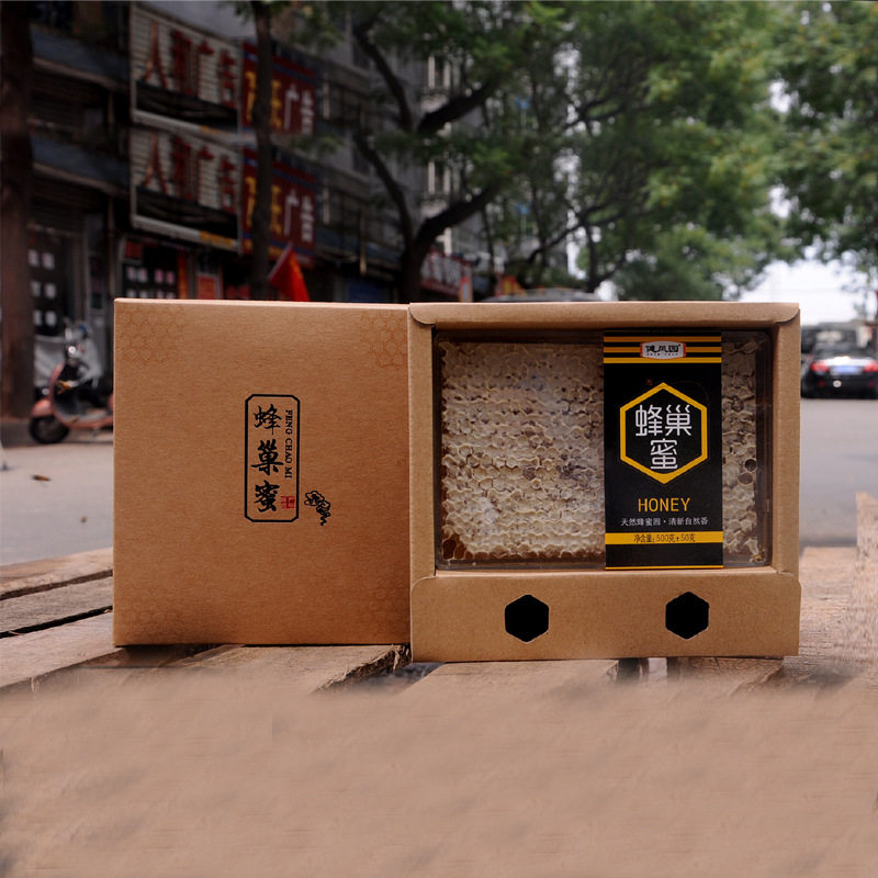 健凤园嚼着吃的蜂巢蜜500g盒装农家蜂场自产蜂窝块蜂产品土蜂蜜