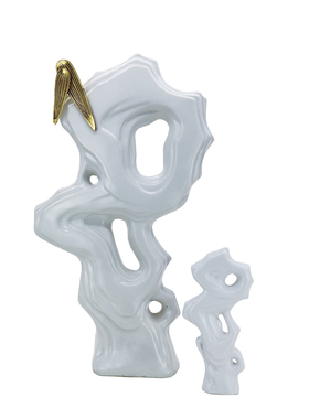 现代新太湖石黑白陶瓷假山软装饰品样板房客厅博古架装饰