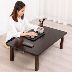 饭桌正方形榻榻米小桌子飘窗炕桌楠竹方桌实木茶几矮桌家用床上桌