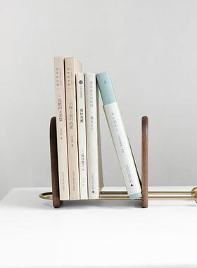 虚室杂陈新款简约创意北欧木质书立架书架夹书档书房桌面收纳层架