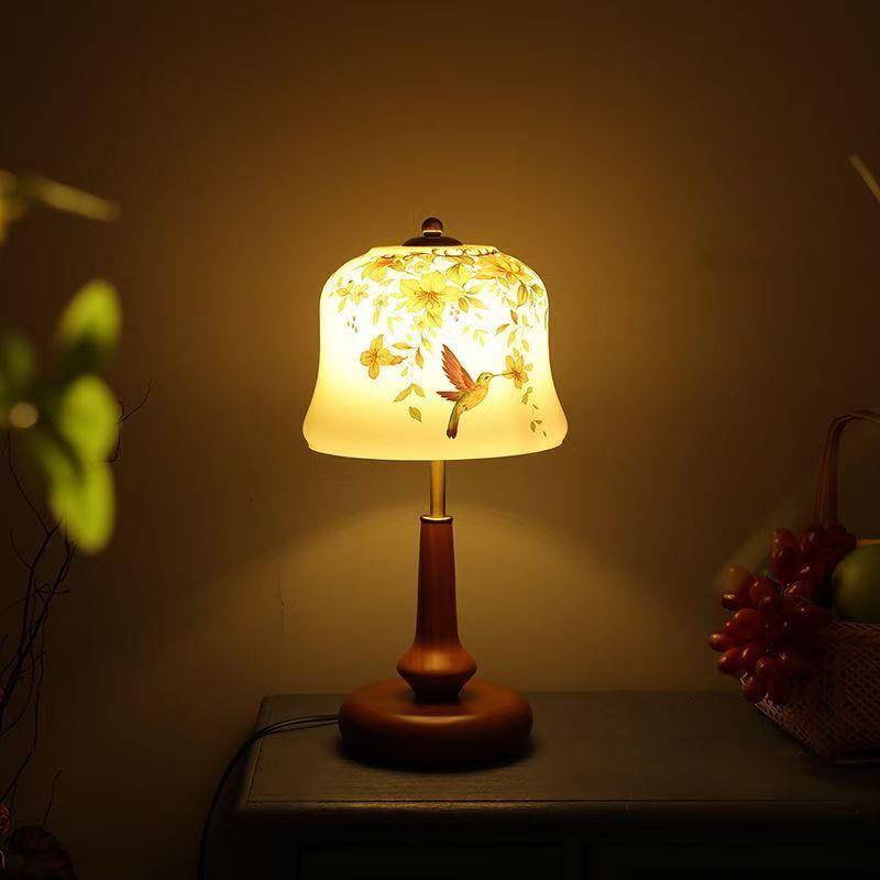 复古台灯中古高级感喜鹊花鸟台灯轻奢现代卧室床头氛围小夜灯礼物