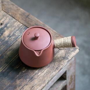 红泥侧把壶煮茶壶耐高温家用电陶炉大容量围炉煮茶器带过滤罐罐茶