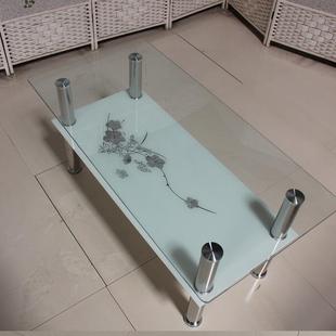 钢化玻璃长方形双层经济现代简约家用简易小户型茶几桌 多功能时尚