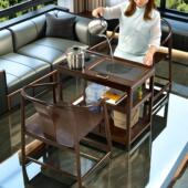 可移动实木茶车小茶台家用黑紫檀实木多功能茶水柜茶桌边几阳台