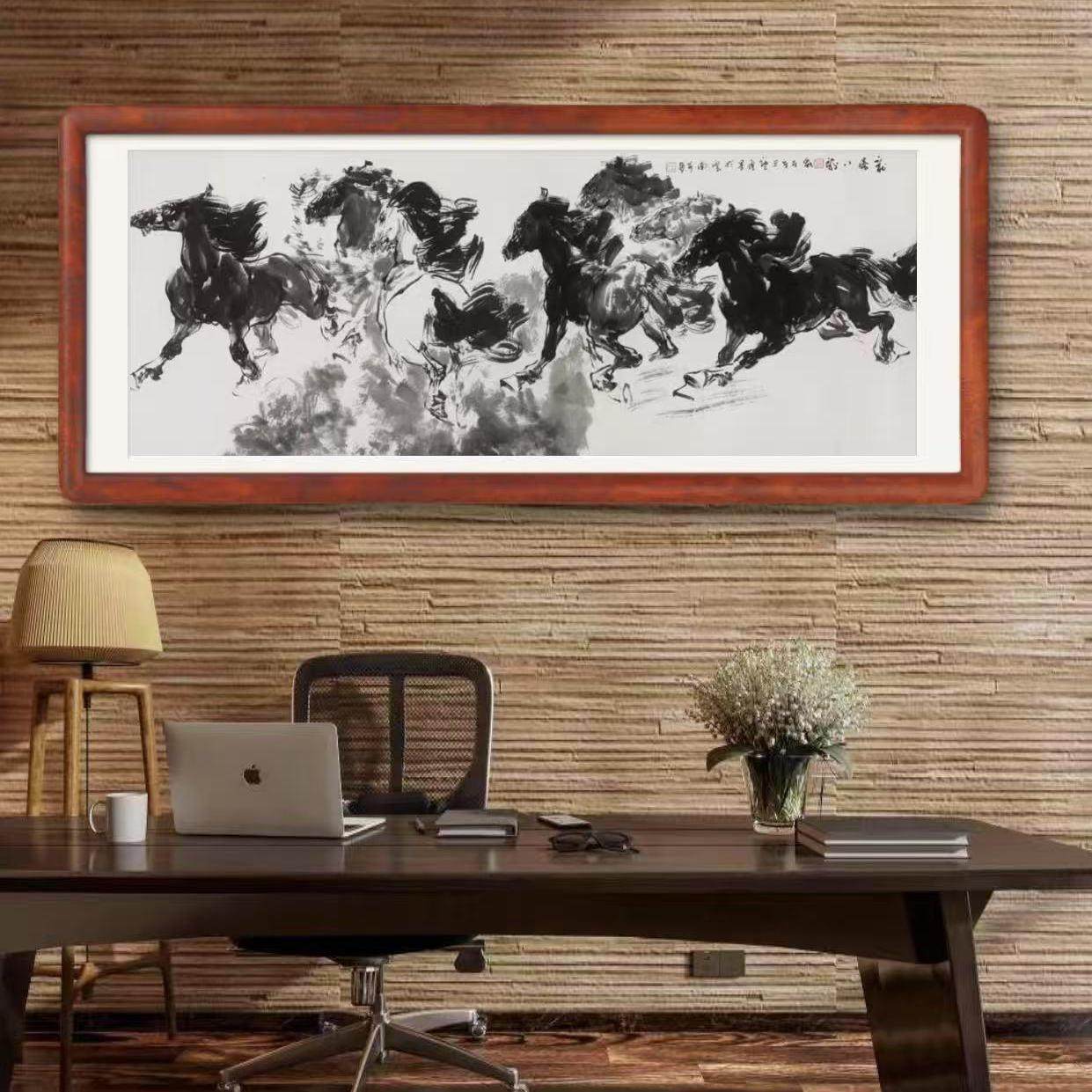 八骏雄风国画纯手绘马到成功客厅办公室装饰画沙发背景墙骏马风水