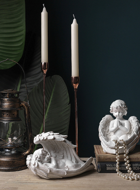 【曼塔】欧式复古白色天使装饰品雕塑石膏人物家居摆设雕像小摆件