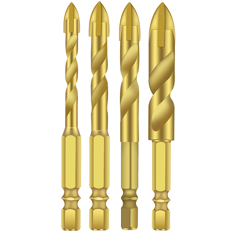 瓷砖玻璃钻头混凝土开孔器十字三角钻六角柄超硬6mm合金螺旋打孔