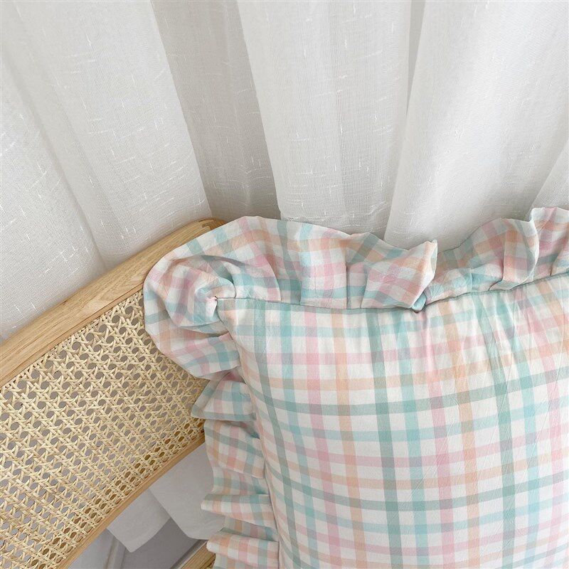 太好康啦!!KR韩国格子色织水洗全棉花边抱枕套卧室方靠垫枕定制,居家布艺,靠垫/抱枕,淘宝优惠券,粉丝福利购,淘宝优惠卷