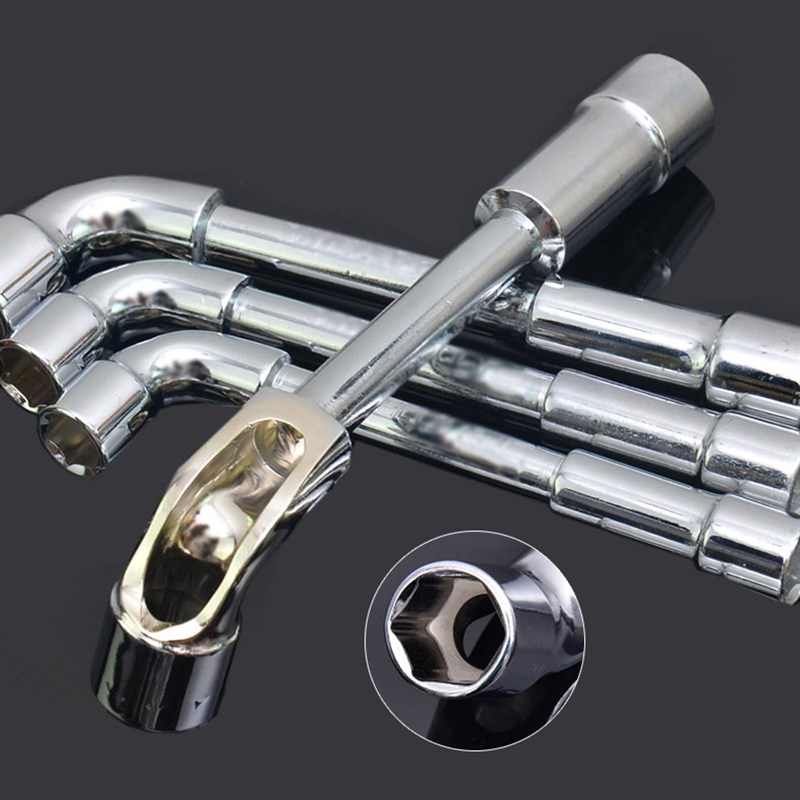 L型套筒扳手汽修工具L字型双头弯头穿孔外烟袋斗型六角6-24mm