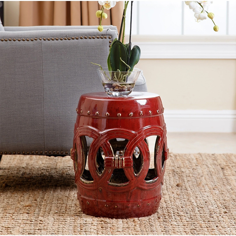 复古做旧中国结陶瓷鼓凳新中式梳妆凳换鞋凳瓷墩鼓墩绣墩多色包邮