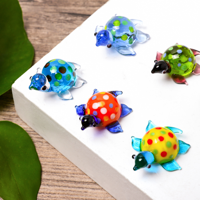 玻璃工艺品摆件护身家居装饰品水族箱鱼缸装饰品田园彩色长寿乌龟